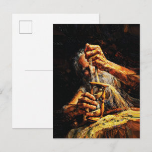 Oude man Zandloper Tijd die Sluipend Weggaat Impas Briefkaart