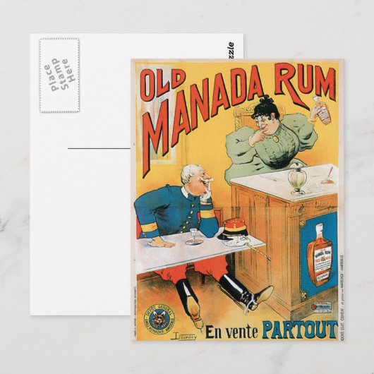 Oude Manada Rum  Drink en kunst Briefkaart (Voorkant / Achterkant)