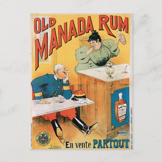 Oude Manada Rum  Drink en kunst Briefkaart (Voorkant)