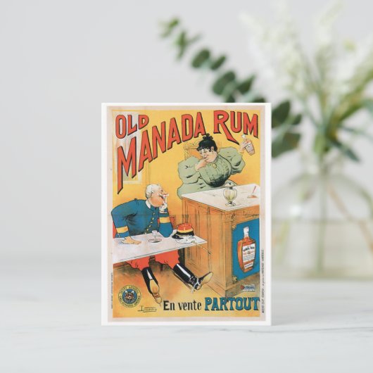 Oude Manada Rum  Drink en kunst Briefkaart (Staand voorkant)