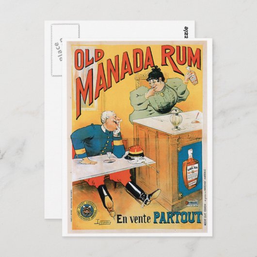 Oude Manada Rum  Drink en kunst Briefkaart (Voorkant / Achterkant)
