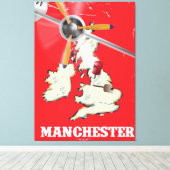 Oude Manchester Reisposter Canvas Afdruk (Insitu (Houten vloer))