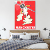 Oude Manchester Reisposter Canvas Afdruk (Insitu (Slaapkamer))