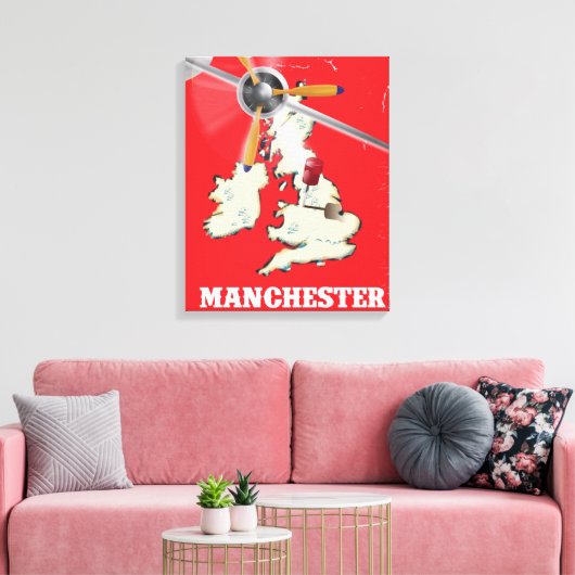 Oude Manchester Reisposter Canvas Afdruk (Insitu (Woonkamer))