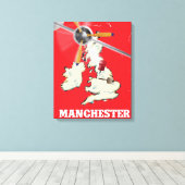 Oude Manchester Reisposter Canvas Afdruk (Insitu (Houten vloer))