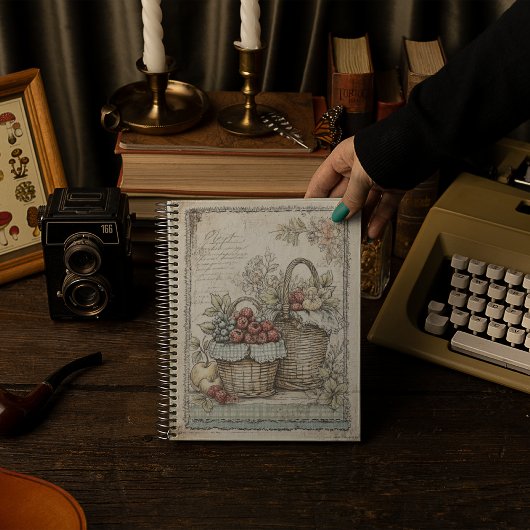 Oude manden met fruitpatroon notitieboek