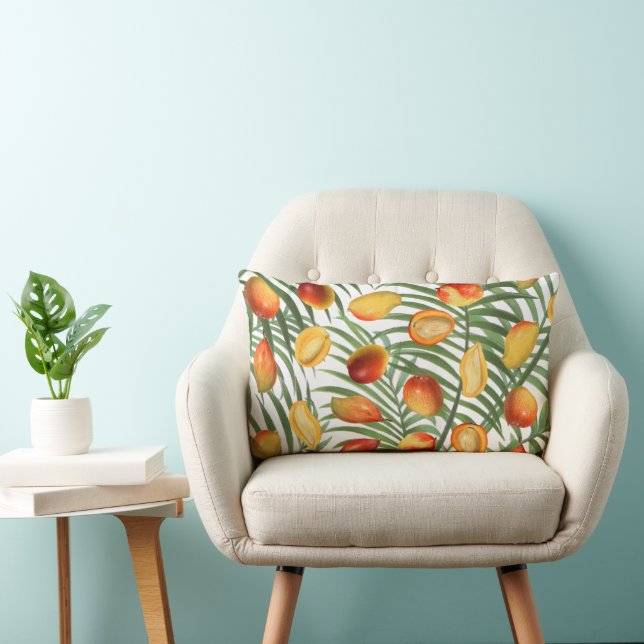 Oude mango- en groen zomerse patroon kussen (Stoel)