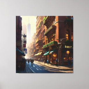Oude Manhattan Landschap Drie Canvas Afdruk
