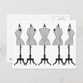 Oude mannequins, illustratie van de mode briefkaart (Voorkant / Achterkant)
