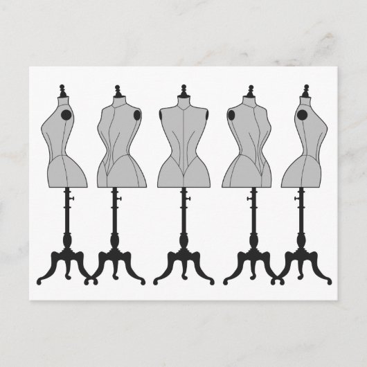 Oude mannequins, illustratie van de mode briefkaart (Voorkant)