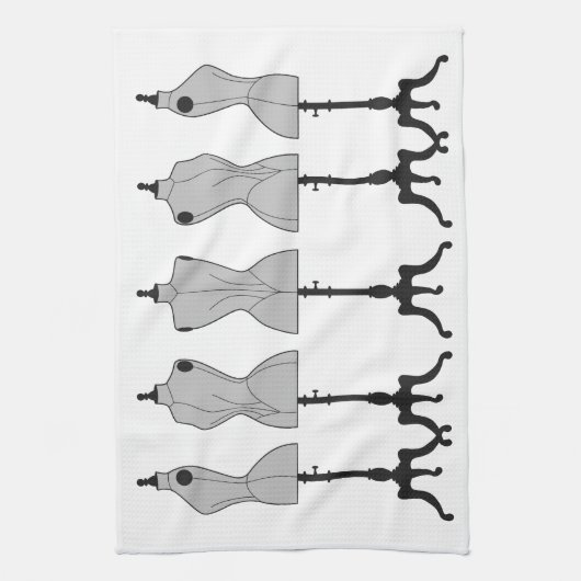 Oude mannequins, illustratie van de mode theedoek (Verticaal)