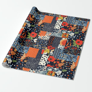 Oude marine koraal bloemenpatchworkdeken cadeaupapier