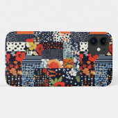 Oude marine-koraal bloemige patchwork quilt Case-Mate iPhone case (Achterkant (horizontaal))