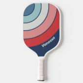 Oude marineblauwe cirkelstreep met naam pickleball paddle (Achterkant)