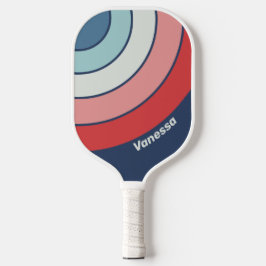 Oude marineblauwe cirkelstreep met naam pickleball paddle