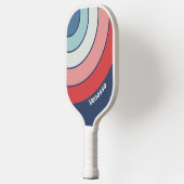 Oude marineblauwe cirkelstreep met naam pickleball paddle (Links)