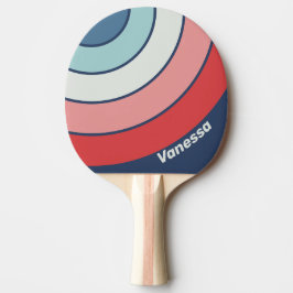 Oude marineblauwe cirkelstreep met naam tafeltennisbatje