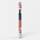 Oude marineblauwe koraal bloemige patchwork quilt Case-Mate iPhone case (Achterkant/rechts)