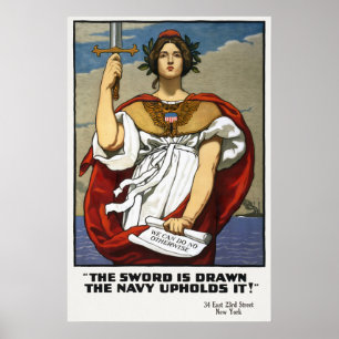 Oude marinewervingsfolder uit WOI Kenyon Cox Kunst Poster