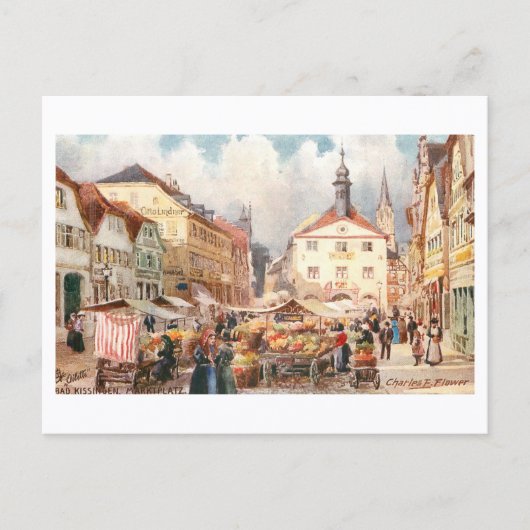 Oude Marktplaats Bad Kissingen Briefkaart (Voorkant)