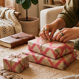 Oude Marokkaanse Damast Roze Bloem Cadeaupapier
