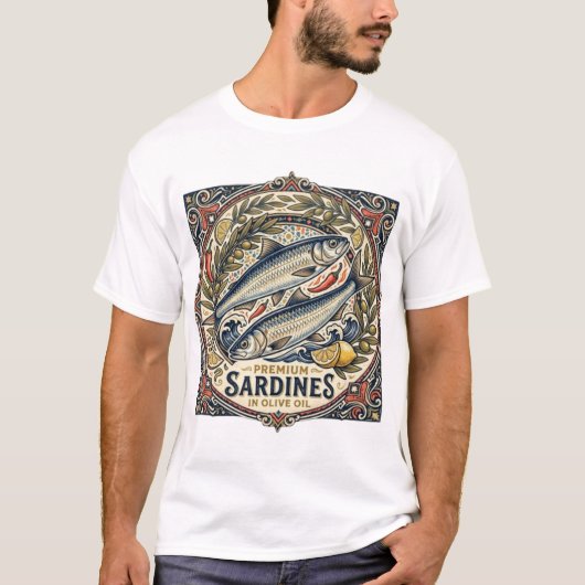 Oude Marokkaanse Sardineblik Retro Kustvis T-shirt (Voorkant)