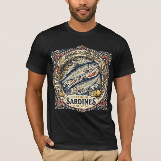 Oude Marokkaanse Sardineblik Retro Kustvis T-shirt (Voorkant)