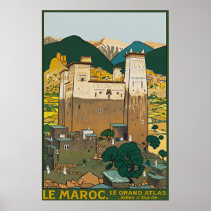 Oude Marokko Atlasgebergte Reisposter Poster