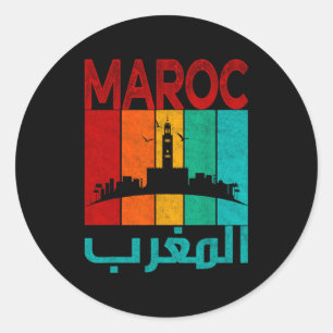 Oude Marokko Ik hou van Marokko Kaart Marokko Voet Ronde Sticker