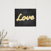 Oude Marquee Lichtjes Love Poster - schoolbord (Keuken)