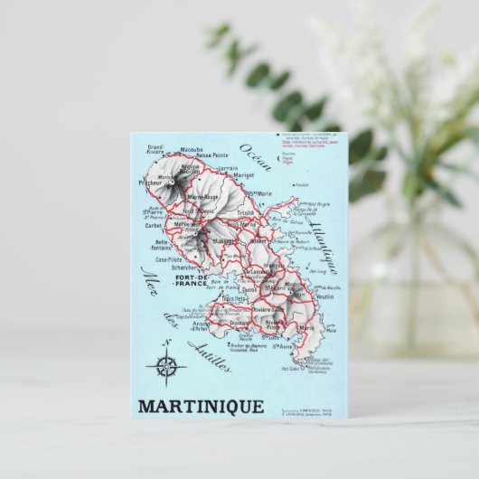 Oude Martinique ansichtkaart kaart (Staand voorkant)