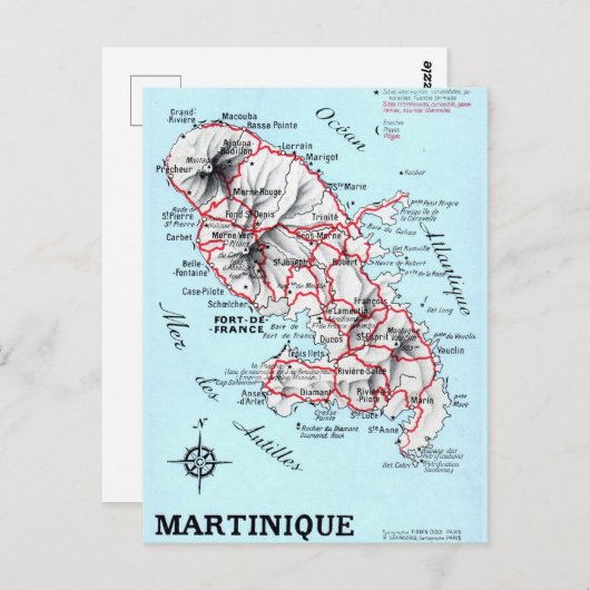 Oude Martinique ansichtkaart kaart (Voorkant / Achterkant)