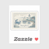 Oude Maryland Blauwe Krab Vuurtoren Stempel Sticker (Vel)