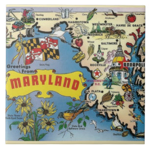 Oude Maryland kaart keramische tegel Tegeltje