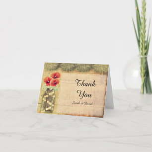 Oude Mason Jar Papaver Trouw Trouw Dank Je Bedankkaart