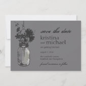 Oude Mason Pot & Wilde Bloemen Bewaar de Datum Save The Date (Voorkant)