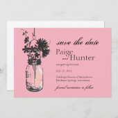 Oude Mason Pot & Wilde Bloemen Bewaar de Datum Save The Date (Voorkant / Achterkant)