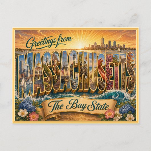 Oude Massachusetts Groet Vanansichtkaart Briefkaart (Voorkant)