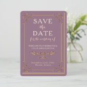 Oude Mauve Sierrand Bibliotheekboek Save The Date (Staand voorkant)
