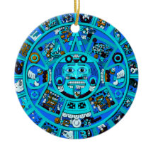 Oude Maya Azteekse symbool in blauw