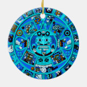 Oude Maya Azteekse symbool in blauw Keramisch Ornament (Achterkant)