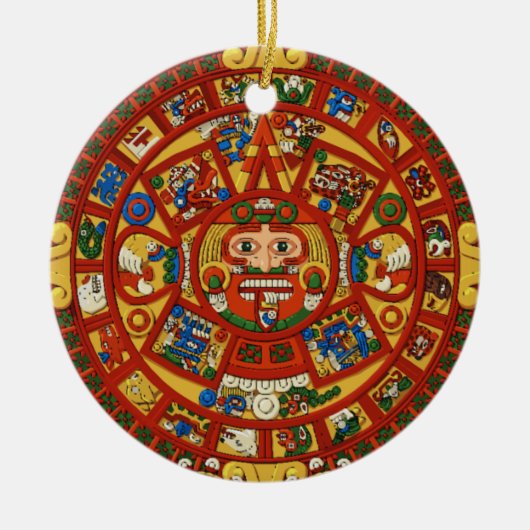 Oude Maya Azteekse symbool Keramisch Ornament (Voorkant)