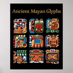Oude Maya-glyphs Poster
