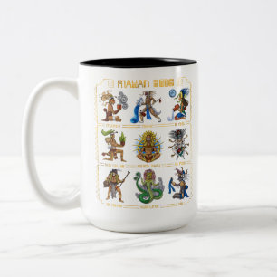 Oude Mayan Gods Tweekleurige Koffiemok
