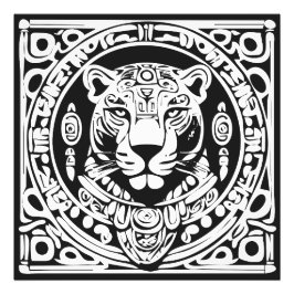 Oude Mayastijl Jaguar Krijger Stam Masker Kunst Foto Afdruk