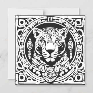 Oude Mayastijl Jaguar Krijger Stam Masker Kunst Magnetische Uitnodiging