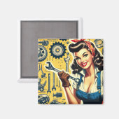 Oude mechanica pin-up magneet (Voorkant / Achterkant)