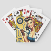 Oude mechanica pin-up pokerkaarten (Achterkant)