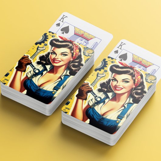 Oude mechanica pin-up pokerkaarten