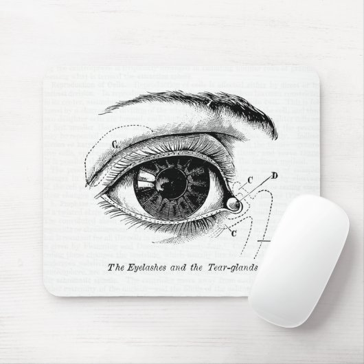 Oude medische tekening van het menselijk oog muismat (Met muis)